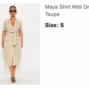 Fashion Nova Taupe Midi Dress